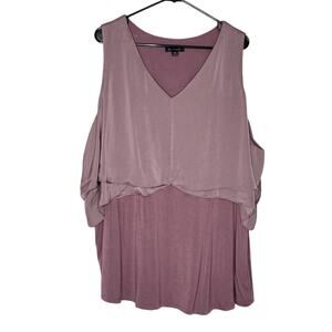H by Halston Purple Tiered Layered V-Neck Tank Top 3X